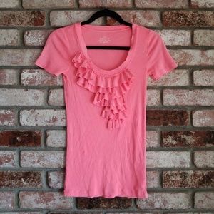J. Crew ruffle neck tee